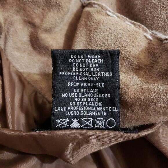 Out brook light Brown Leather Coat with tie - Picture 8 of 9